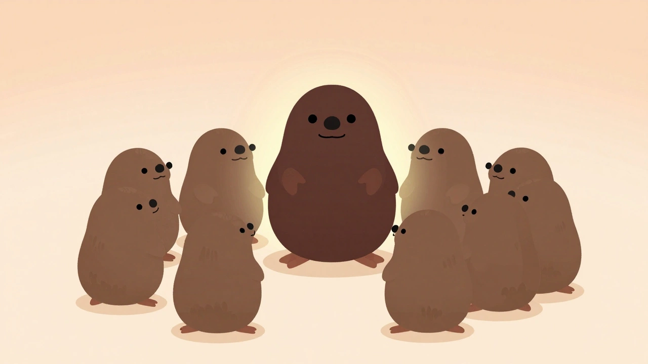 One unusual mole standing out among many similar moles on skin