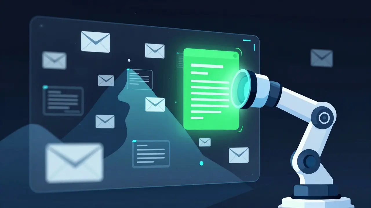 AI interface filtering and flagging critical safety reports from a large volume of emails.